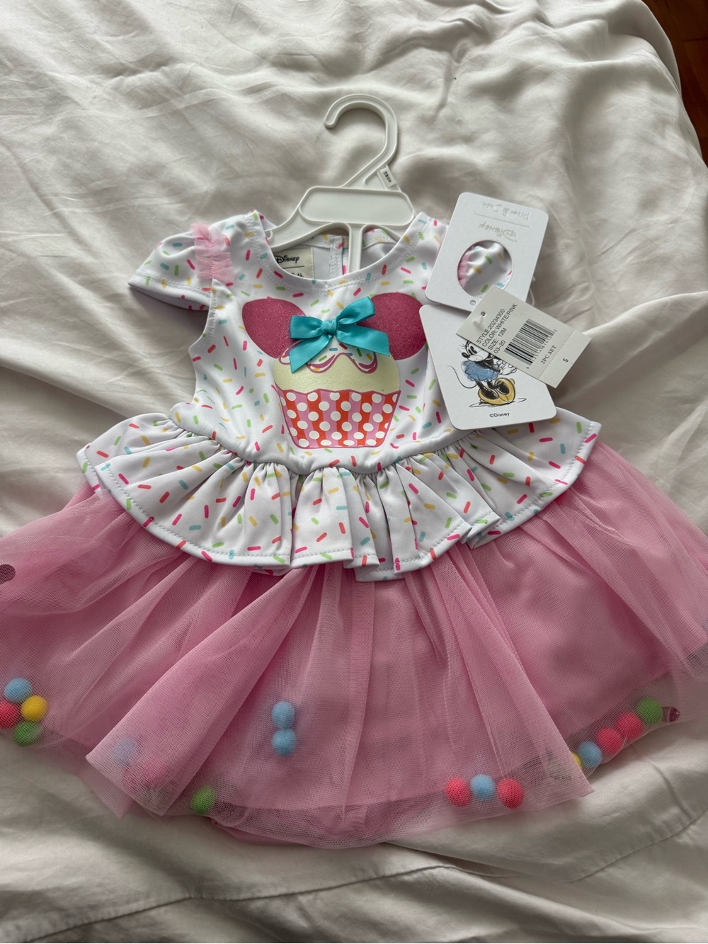 Disney and Pippa & Julie Pink Mini-mouse Cupcake Tutu Dress with Pom-Pom Accents